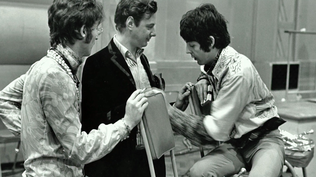 John Lennon, Brian Epstein and Paul McCartney