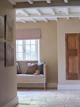 White-painted timber beams