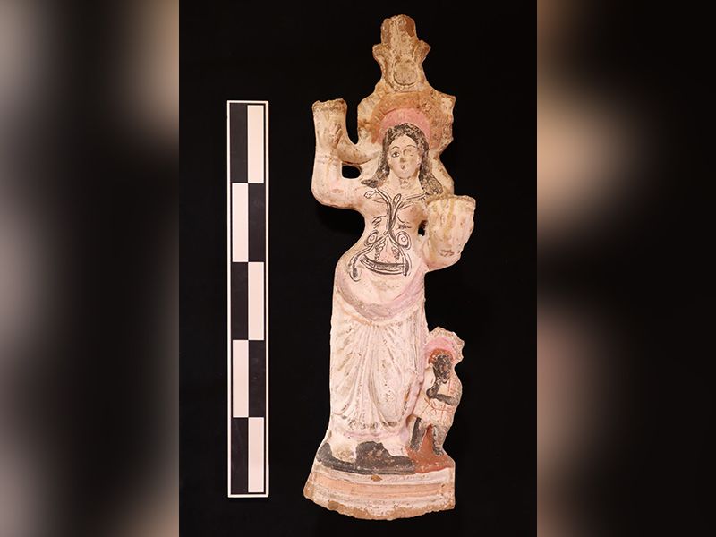 A figurine found inside the catacomb. It's not clear who it depicts.