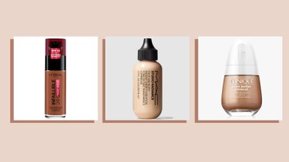 composite of foundations from l'oreal, mac and clinique included in the best waterproof foundations buying guide 