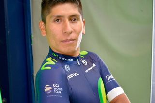 Nairo Quintana shows the UCI WorldTour logo on the shoulder of the 2016 jersey