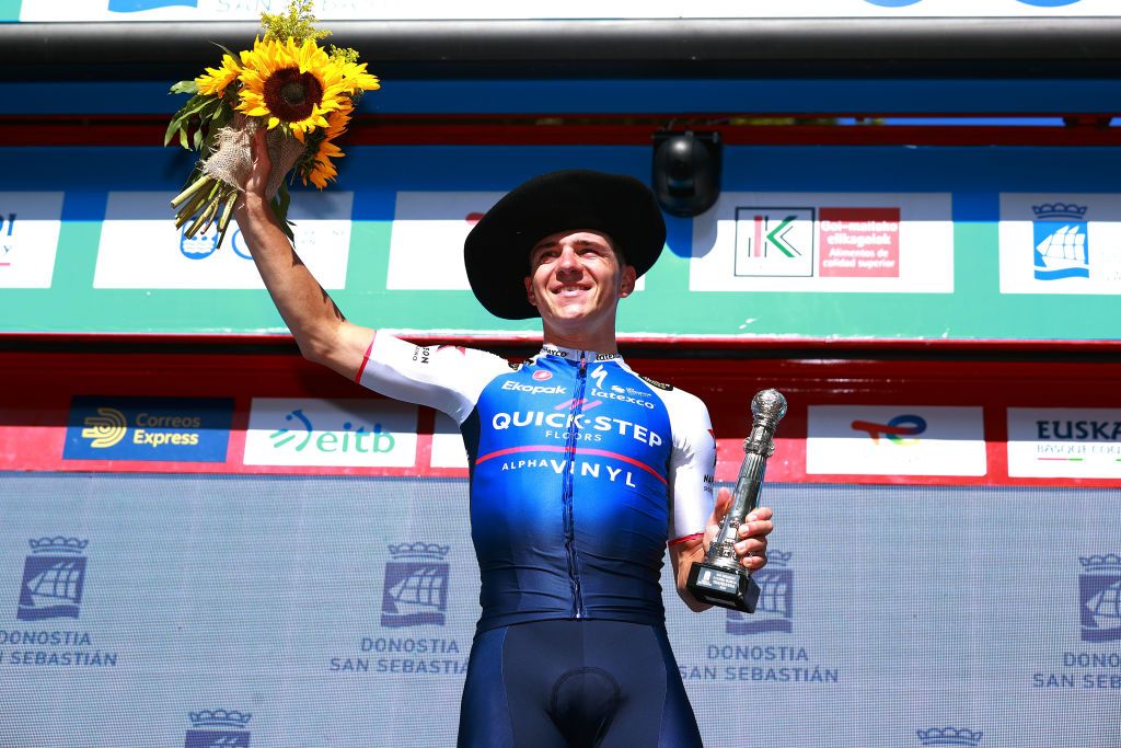 Clasica San Sebastian: Remco Evenepoel on the podium after winning the 2022 Donostia Klasikoa