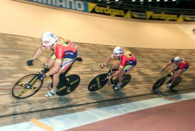 Chris Hoy, Craig Mc Lean and Jason Queally at the track Worlds in 1999