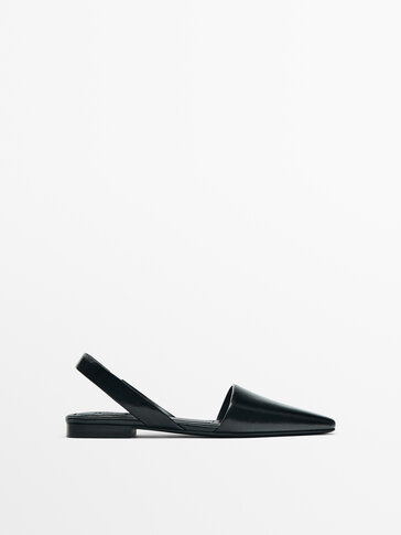 Massimo Dutti Leather slingback ballet flats