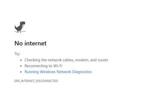 A "No internet" warning from Google Chrome.