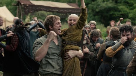 L-R: Dunk (Peter Claffey) and Egg (Dexter Sol Ansell) celebrate in a scene from "A Knight of the Seven Kingdoms"