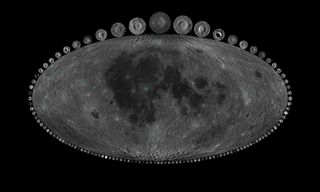An image of the moon and its larger, younger craters.