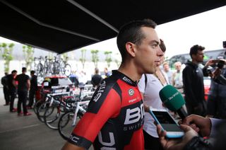 Richie Porte (BMC) answers questions from the press pre-stage
