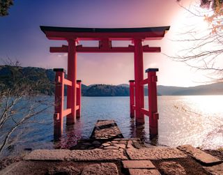 An oriental structure on a lake