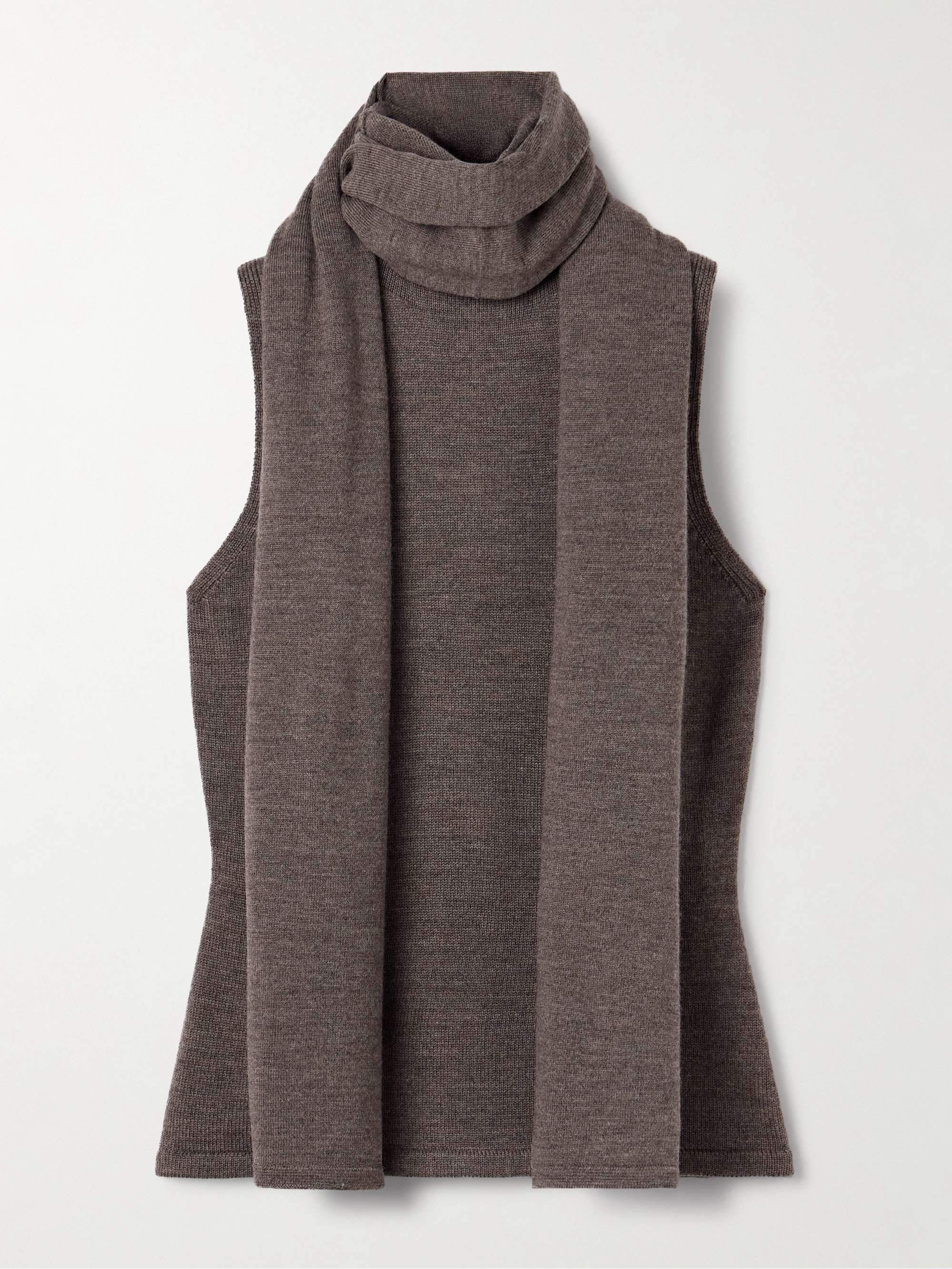 Canal Scarf-Detailed Wool Turtleneck Top