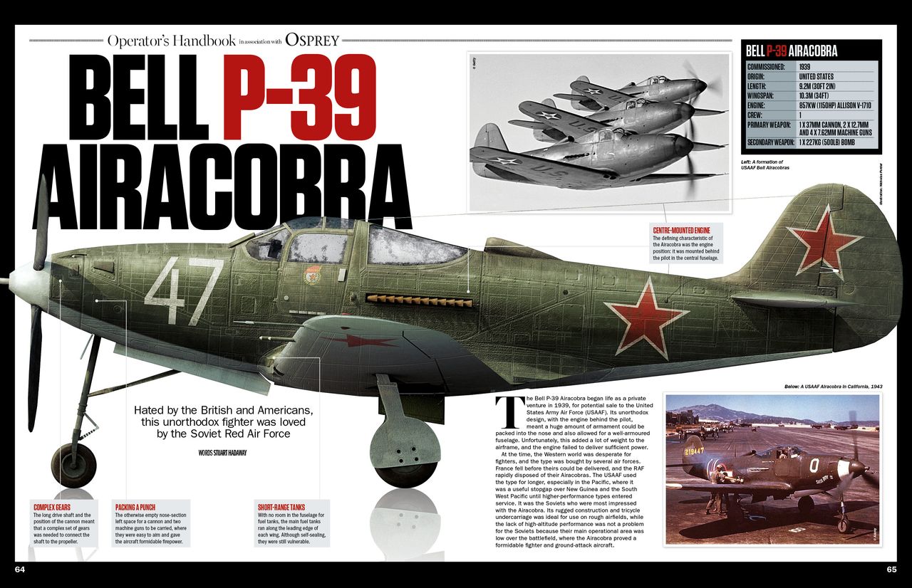 History of War magazine spread on the WWII aircraft Bell Airacobra