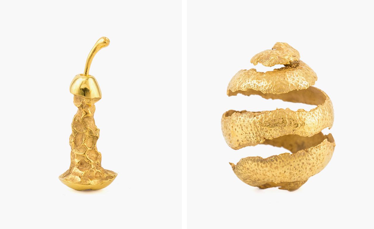 Left, ’Pear Core’ objet. Right, ’Orange Peel’ objet