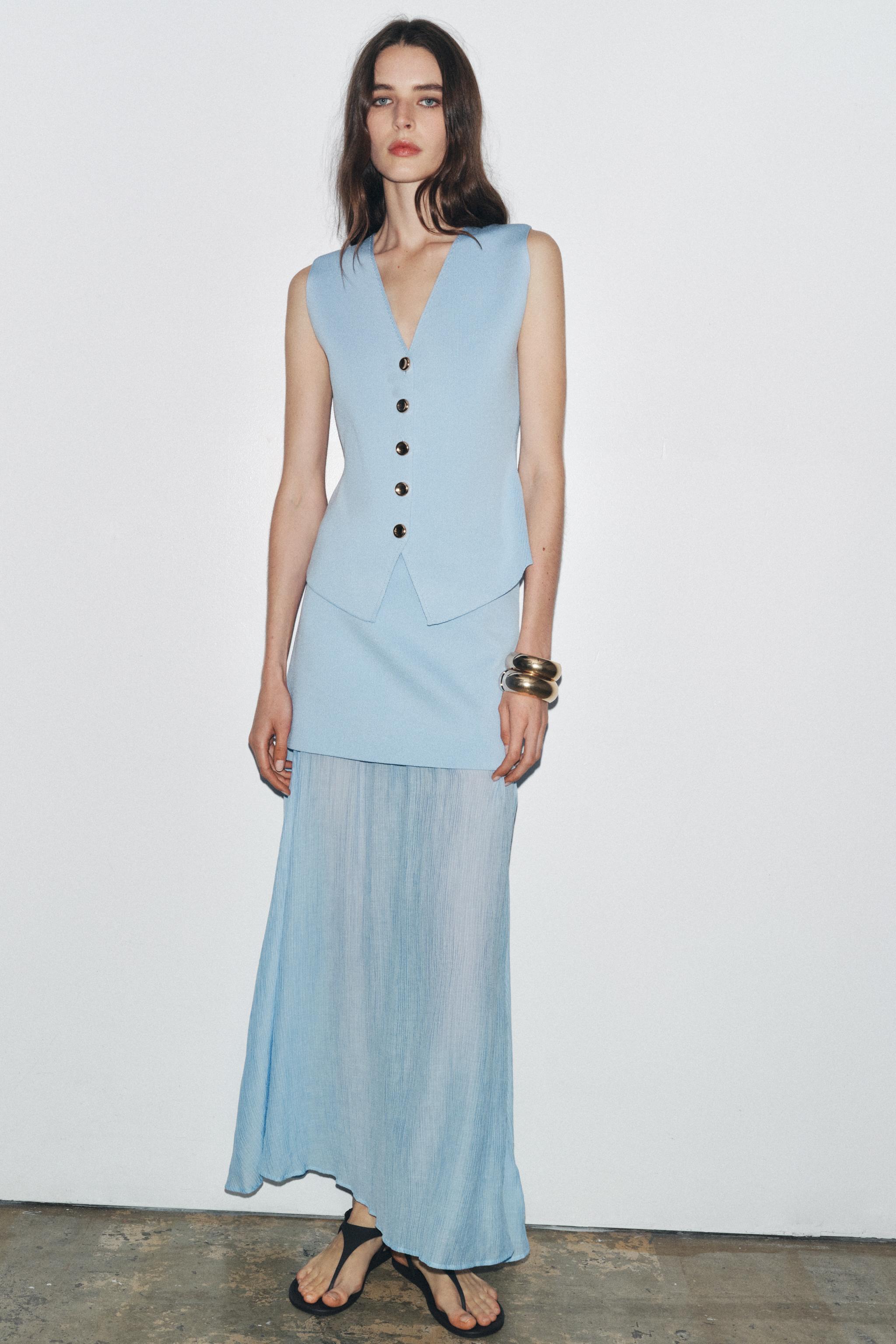 Mixed Pleated Knit Skirt