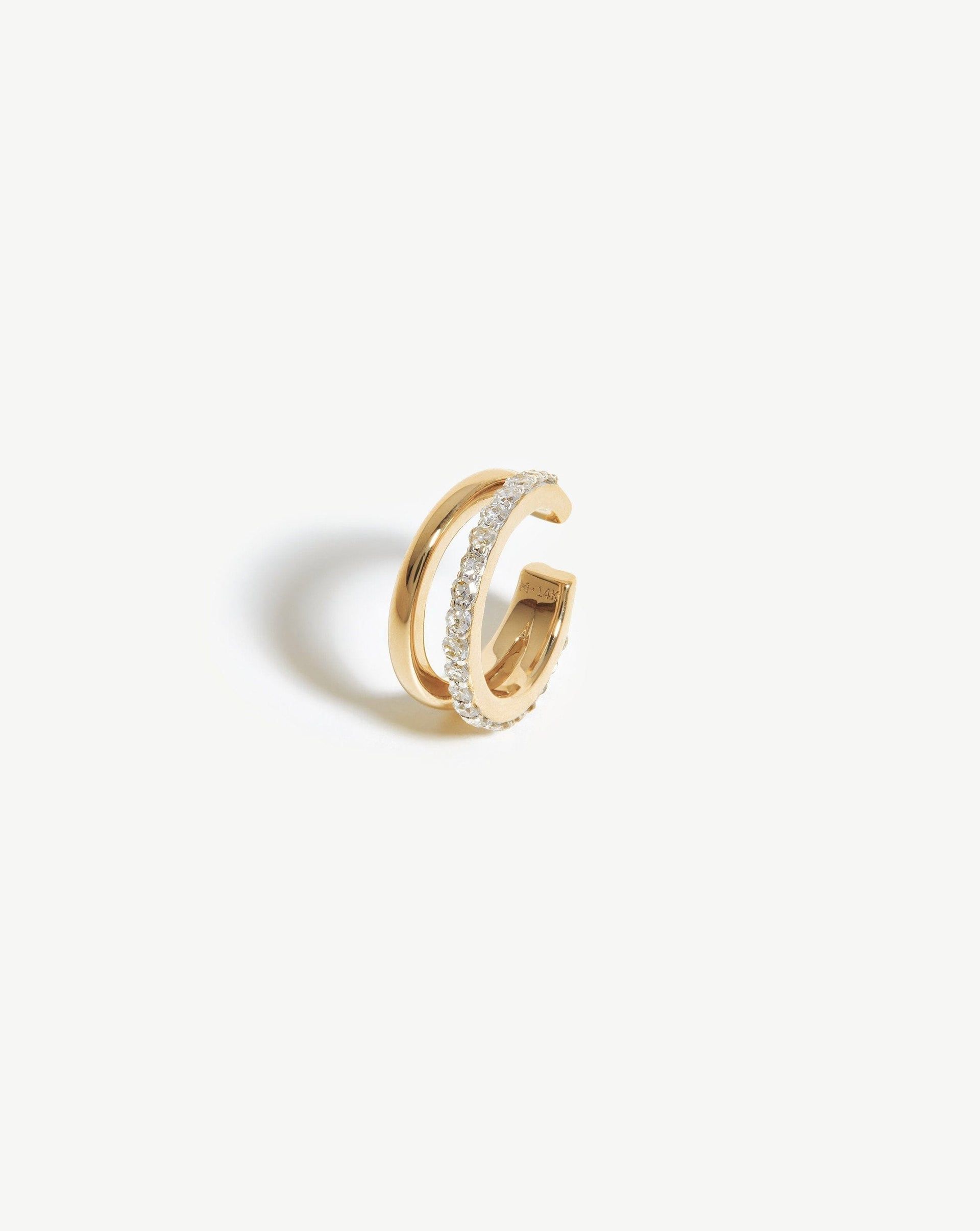 Fine Diamond Double Ear Cuff - 14ct Solid Gold/diamond