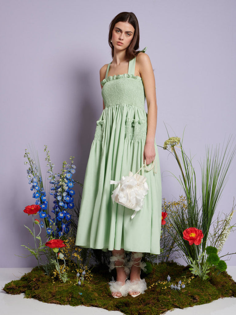 Dream Grassland Cross Straps Midi Dress