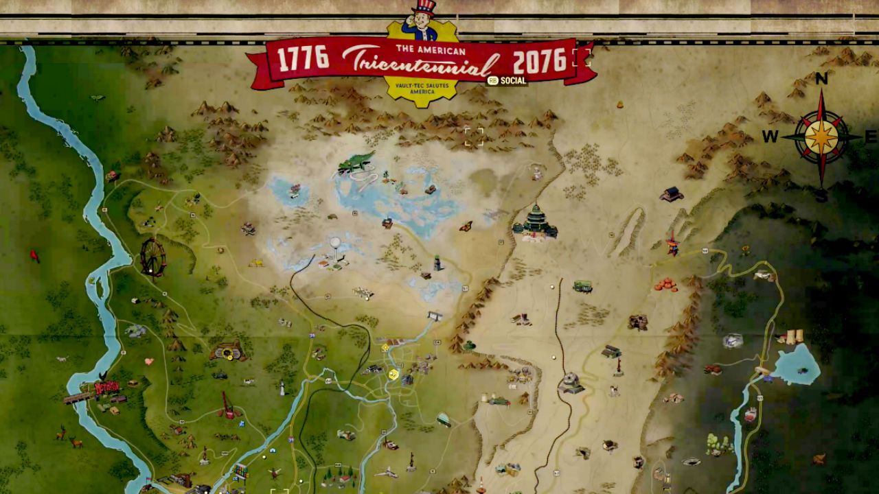 Fallout 76 map where's safe, where to find resources and where are the