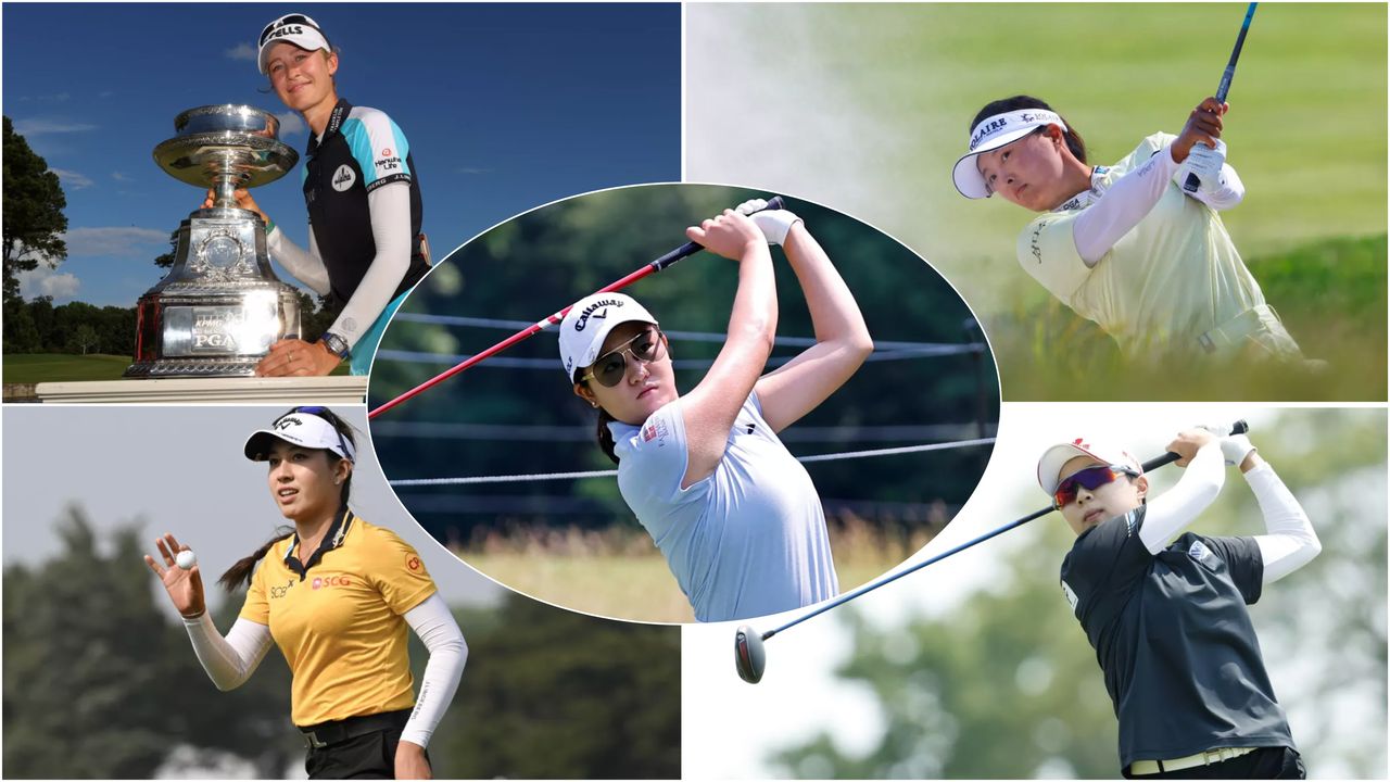 Five LPGA Tour golfers in a montage