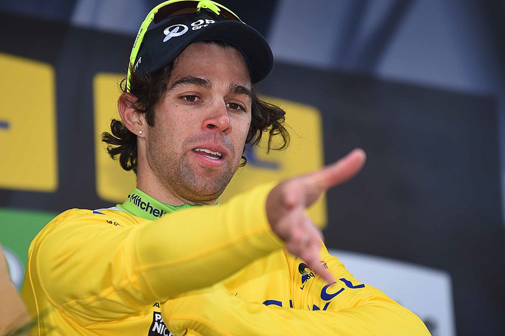 Michael Matthews in yellow after stage 2 at Paris-Nice.