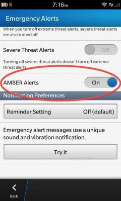 Amber alerts on