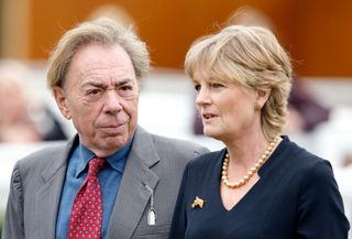 Andrew Lloyd Webber and his wife Madeleine Gurdon attend the Dubai Duty Free Spring Trials meeting at Newbury Racecourse
