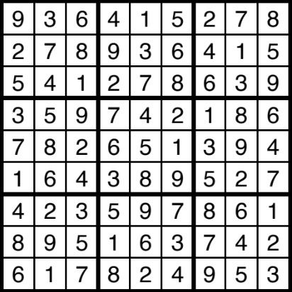 A solved sudoku.