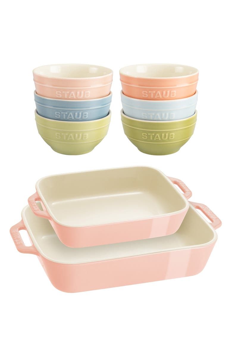8-Piece Ceramic Macaron Bowls & Baking Dishes Set