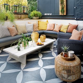 outdoor with corner sofa and cushions