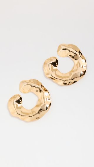 Curved Dented Loop on the Ear Stud Earrings