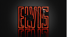 Pro-Ject Elvis Turntable on a black background with the ELVIS logo illuminated in red and orange
