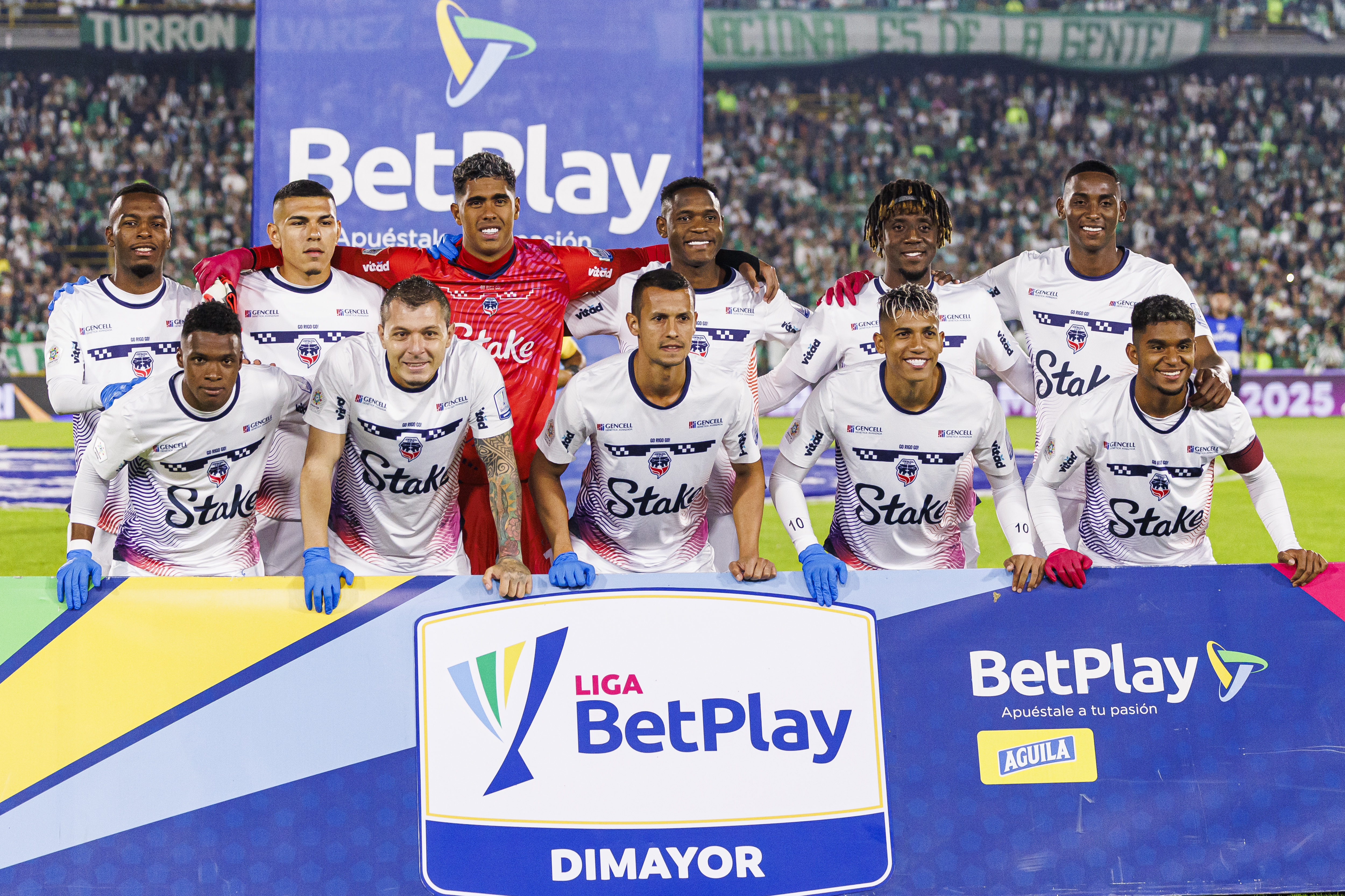 BOGOTA, COLOMBIA - MARCH 4: Fortaleza FC squad pose for team photo during a Categoria Primera A Colombia match between Fortaleza FC and Atletico Nacional at Estadio Nemesio Camacho El Campin on March 4, 2025 in Bogota, Colombia. (Photo by Mauricio Duque/Eurasia Sport Images/Getty Images)