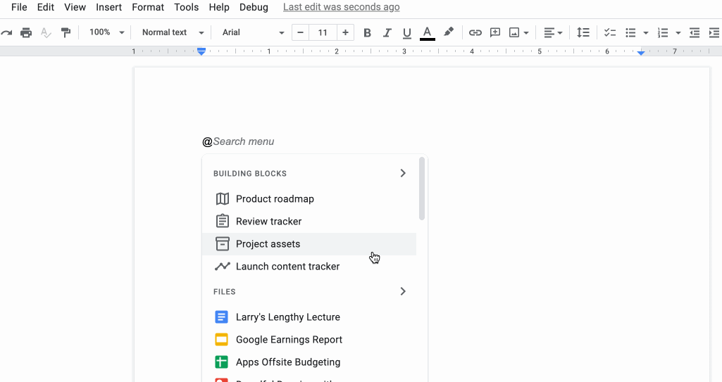 Google Docs table templates