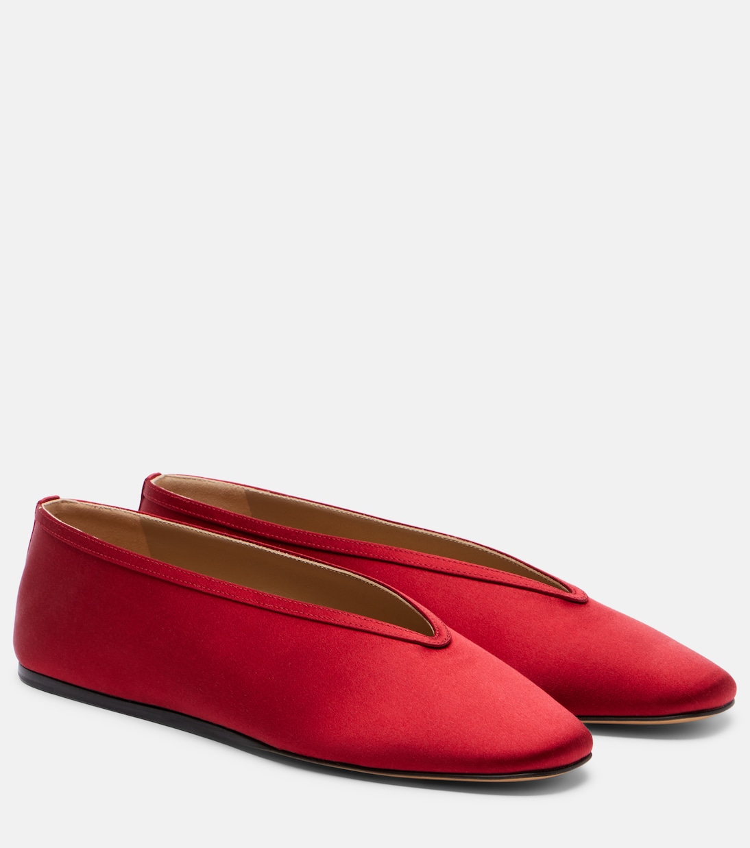Luna Satin Ballet Flats in Red - Le Monde Beryl