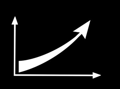 black chart with white up arrow