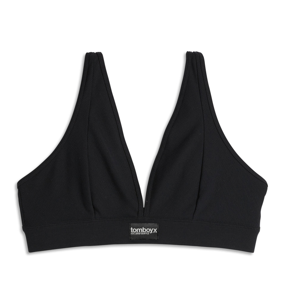 Bamboo Rib Plunge Bra - Black
