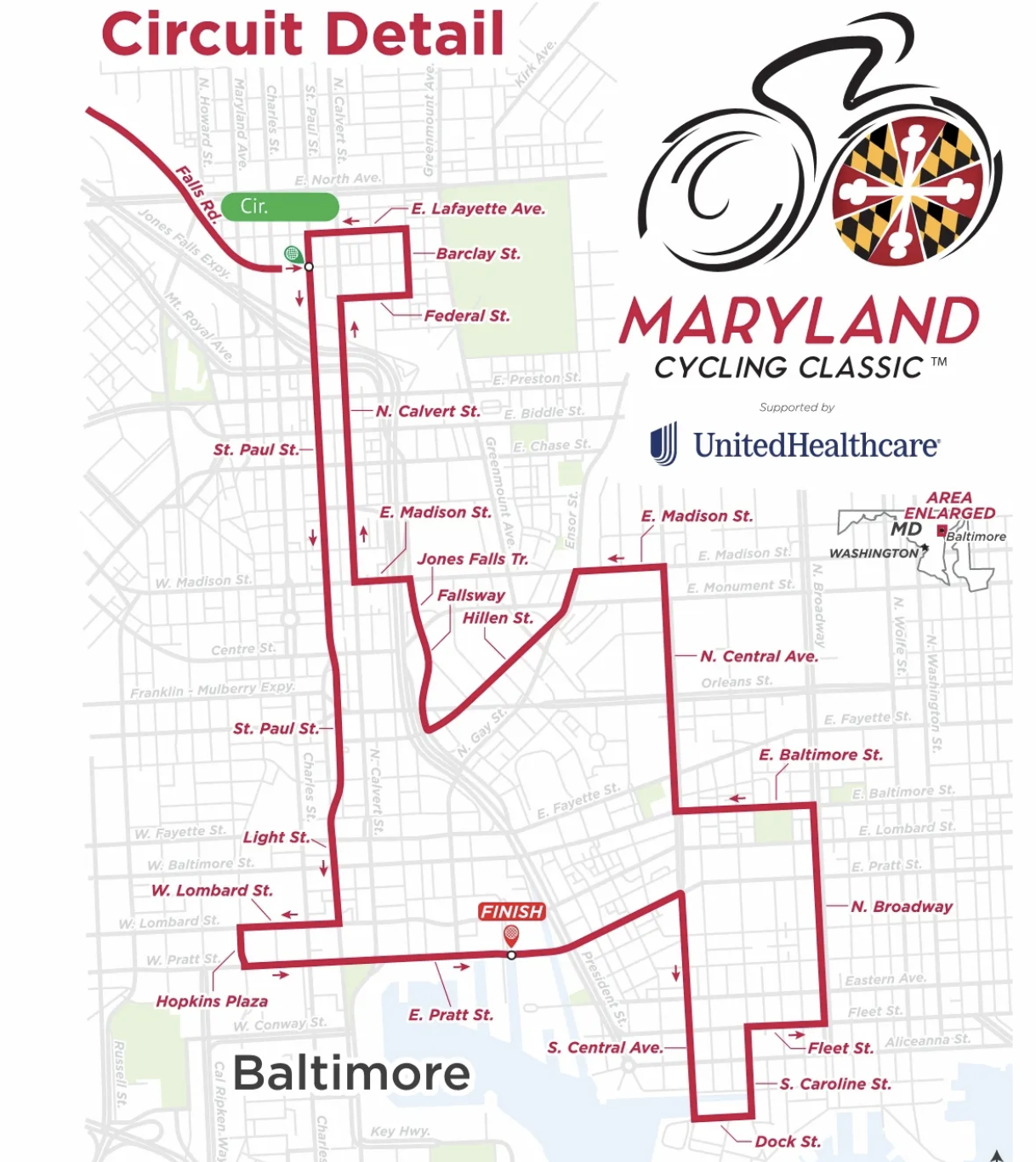 Downtown Baltimore city circuit for finish of 2023 Maryland Cycling Classic