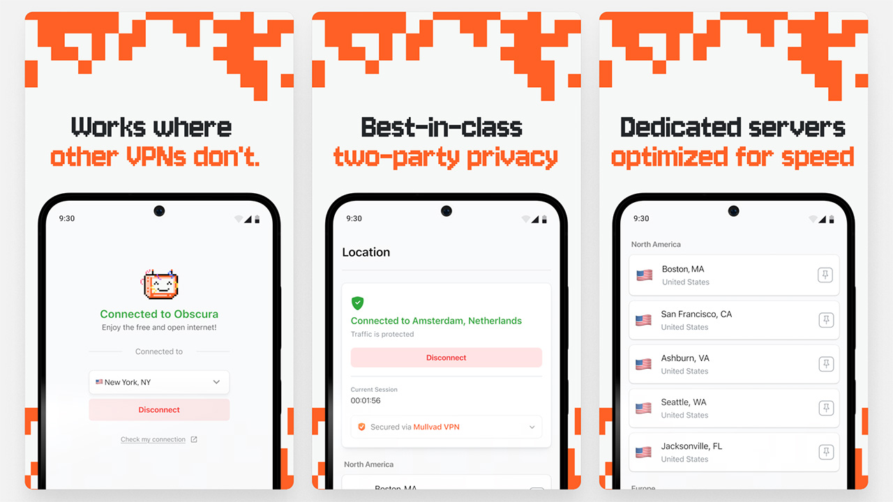 Obscura VPN graphic showing its Android app