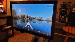 a photo of the virtual screen on the Aviron Impact Series Rower