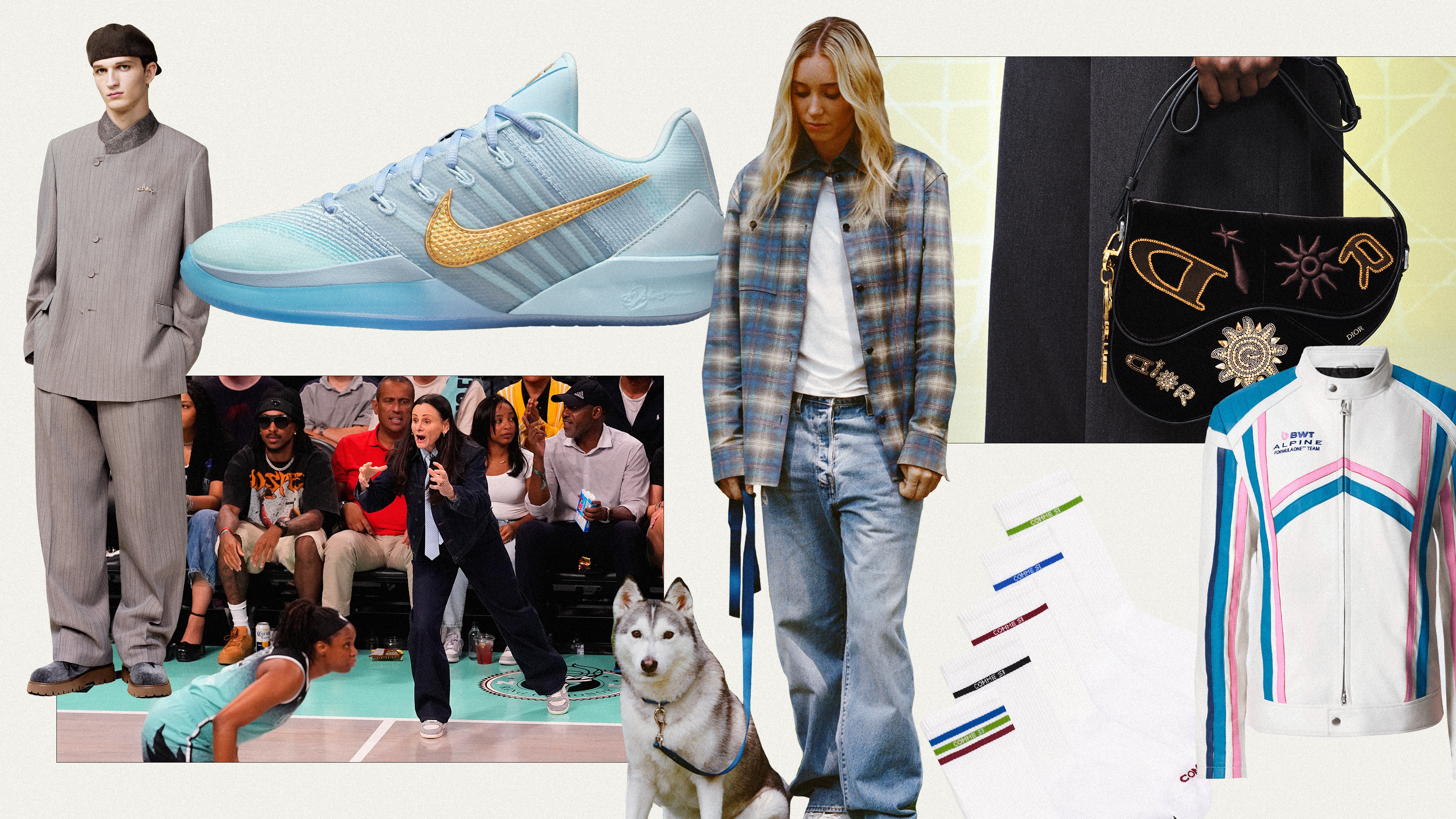 A collage featuring photos of newsworthy sports x fashion moments.