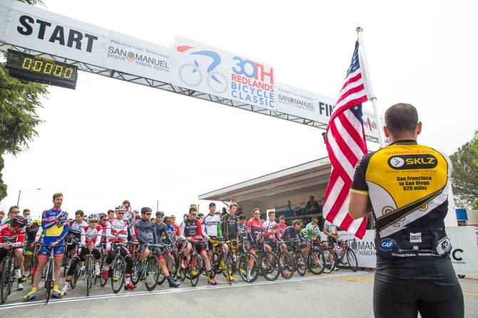 The national anthem prior to the men&rsquo;s start