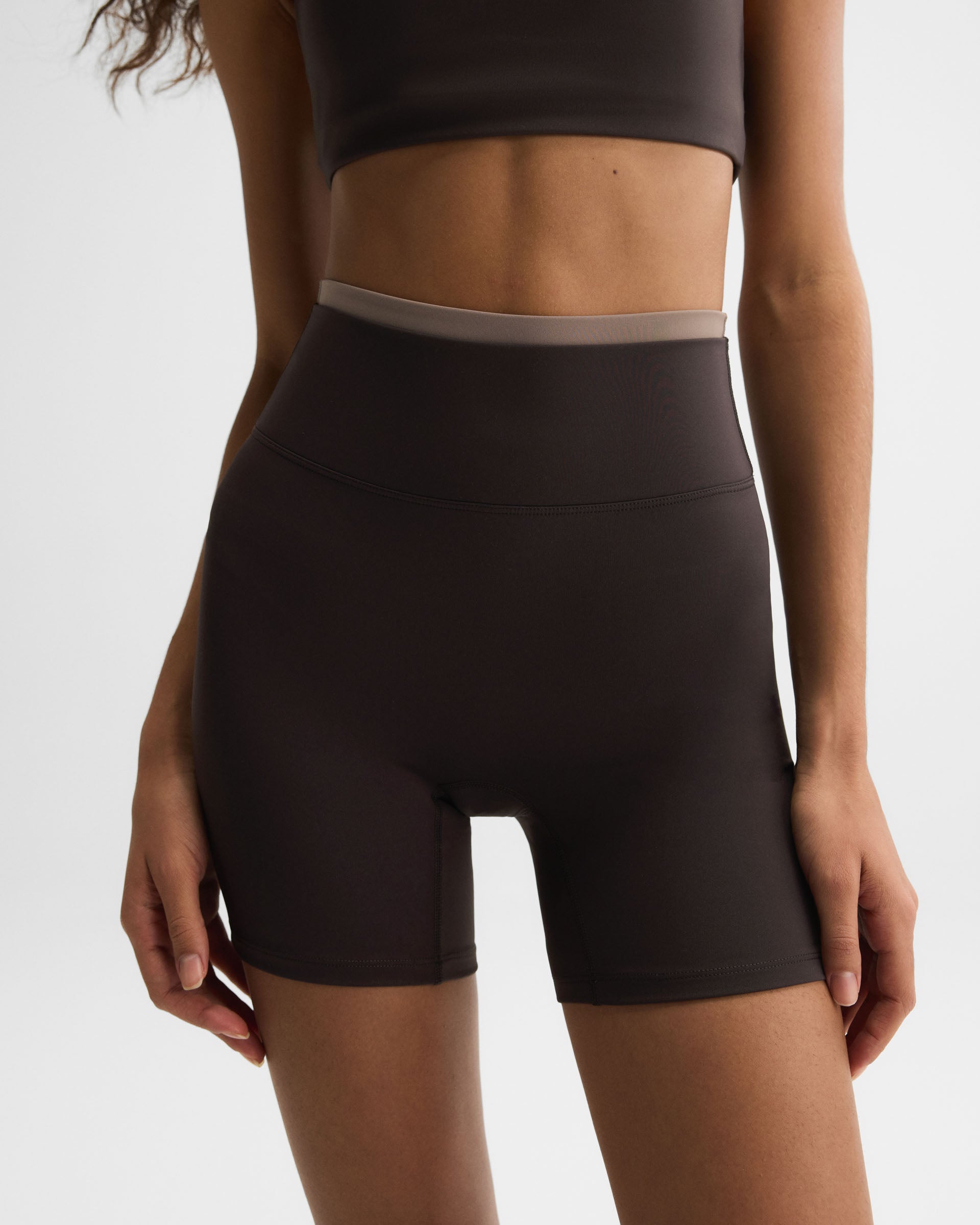 Ultimate Double Layer Crop Shorts - Coffee Bean/dusty Brown - Xxs
