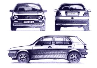 Sketches of the Volkswagen Golf Mk2 (1983-1991)