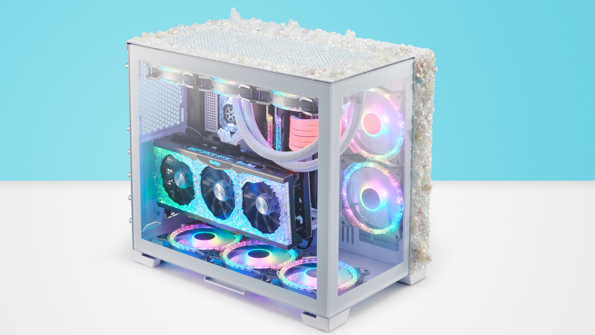Front shot of the modded crystal PC