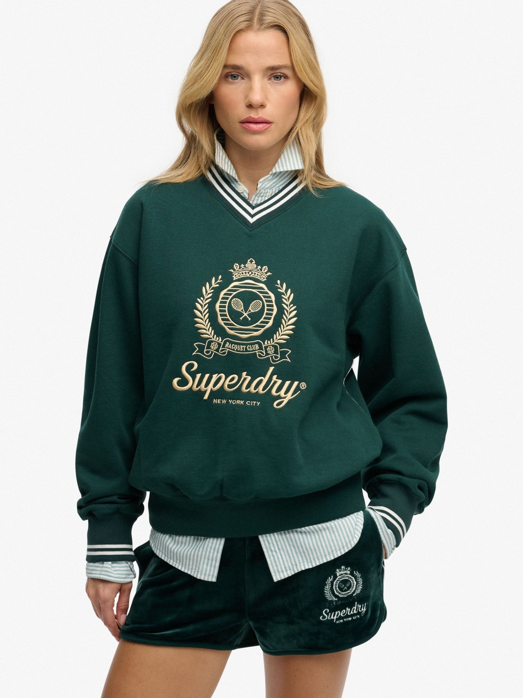 SUPERDRY, Country Club Loose V-Neck Sweatshirt