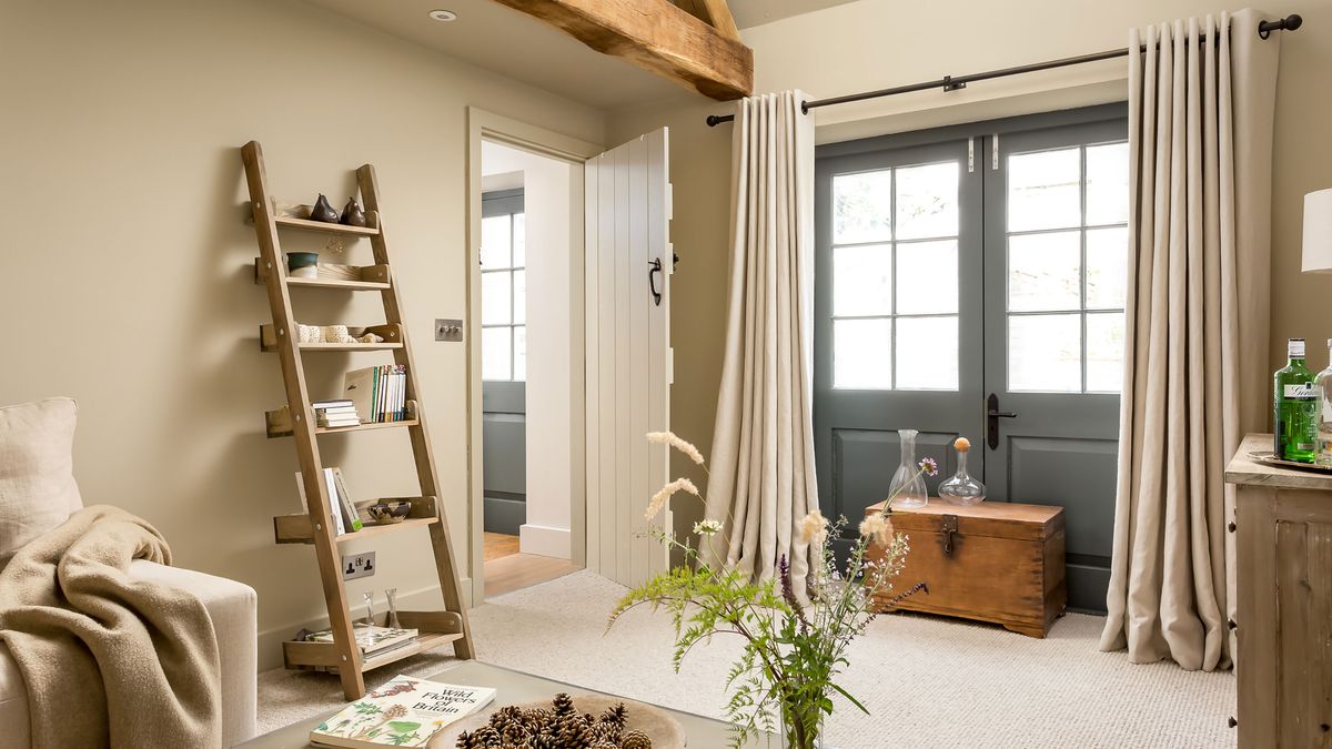 living room with French doors