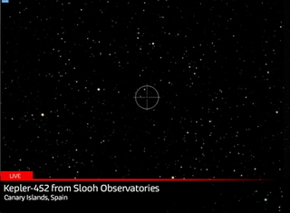 Slooh Community Observatory targets Kepler-452, the parent star of Kepler-452b, during a web broadcast on July 26, 2015.