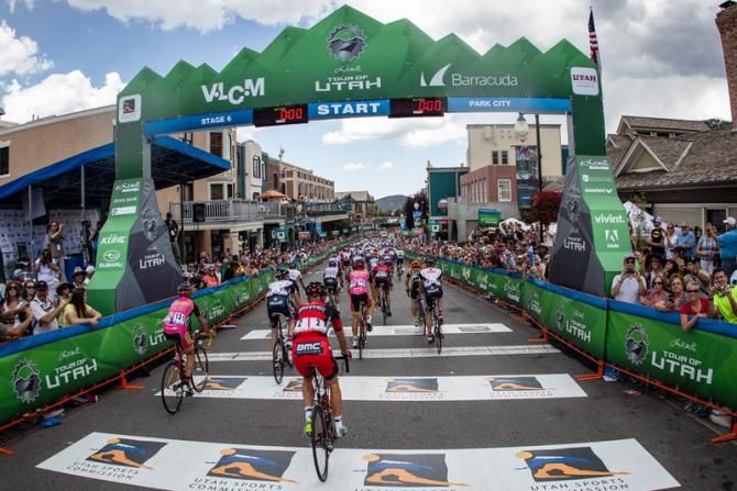 The bunch heads out for another big day of racing.