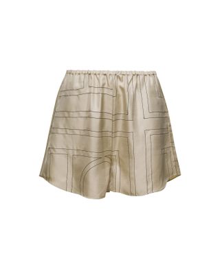 Totême Beige Shorts With Geometric Logo Print in Silk Woman