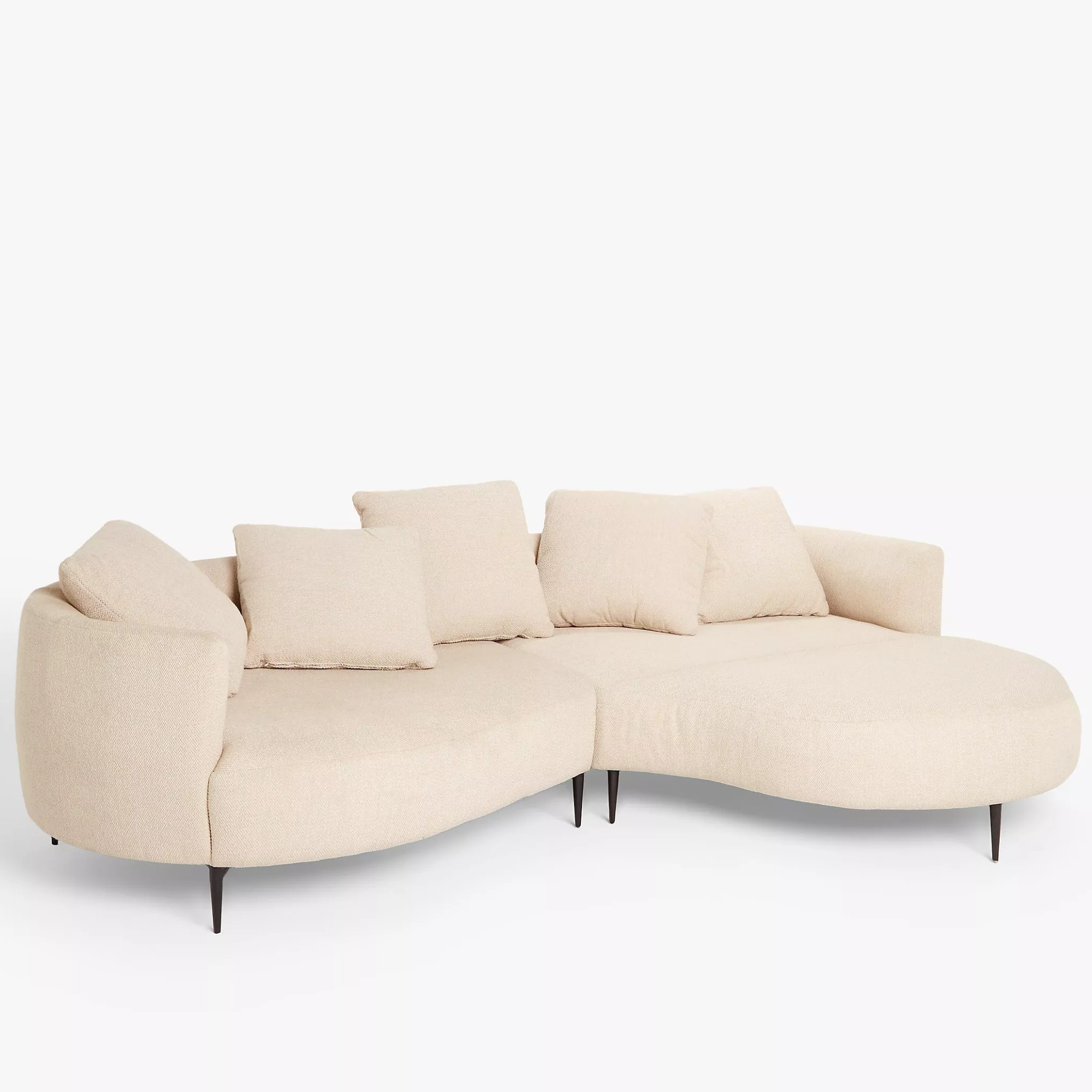 John Lewis John Lewis Lozenge Grand 5 Seater RHF Chaise End Sofa, Metal Leg, Twisted Boucle Putty