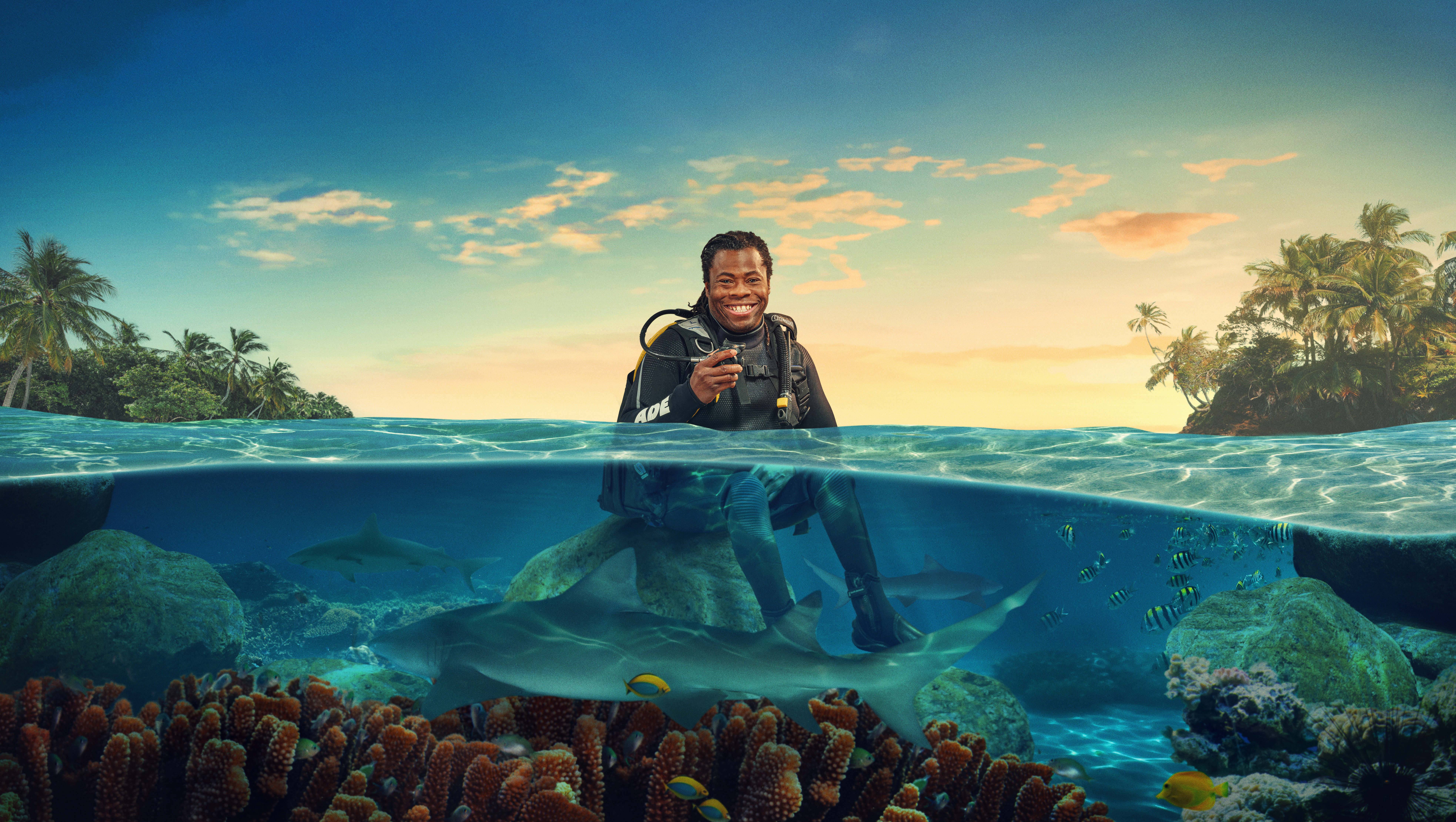 Ade Adepitan on SHARK! Celebrity Infested Waters