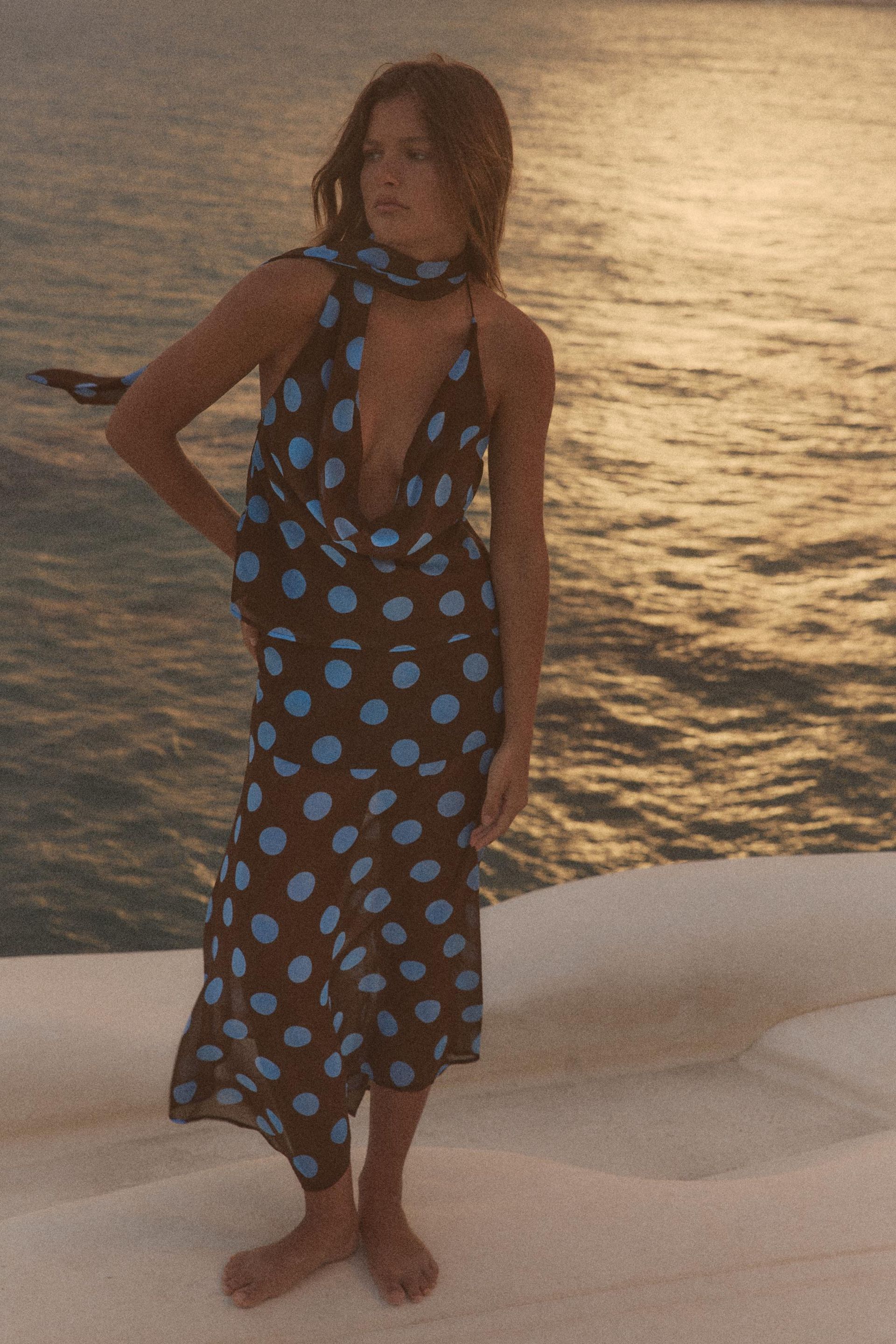 Scarf Polka Dot Halter Top